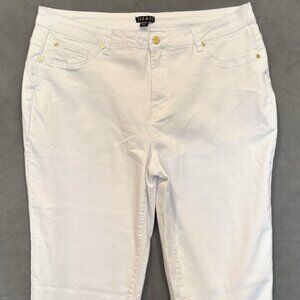 IMAN Global Chic White Capri Stretch Denim Control Top 5-Pocket Women’s 20PWM